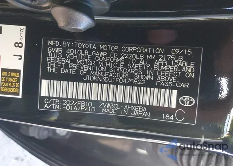 2015 Toyota Prius Two z USA, uszkodzony, nr VIN JTDKN3DU1F0475822
